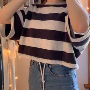 american eagle navy striped crop sinch top